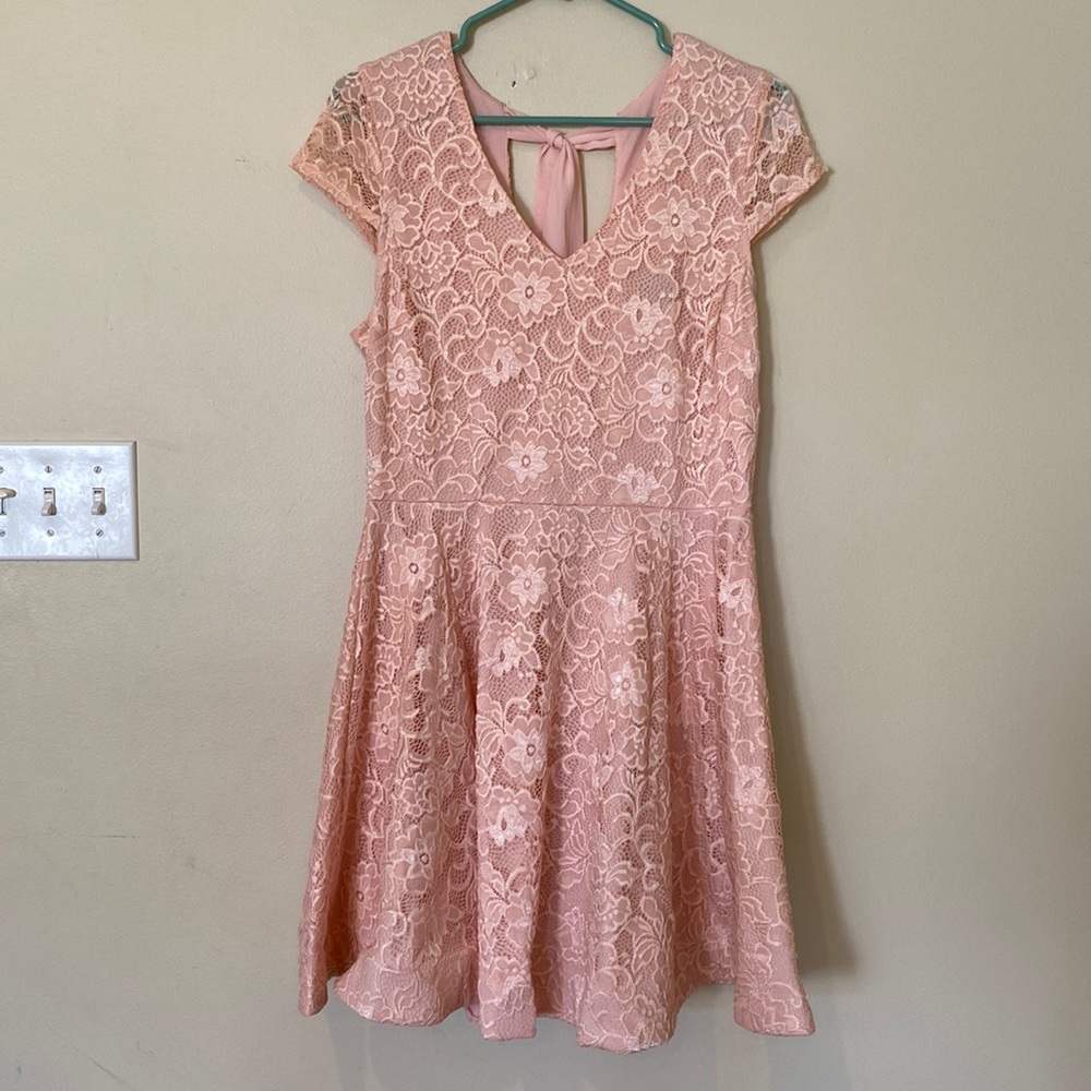 Beautiful!! Lace Overlay Pink Dress
